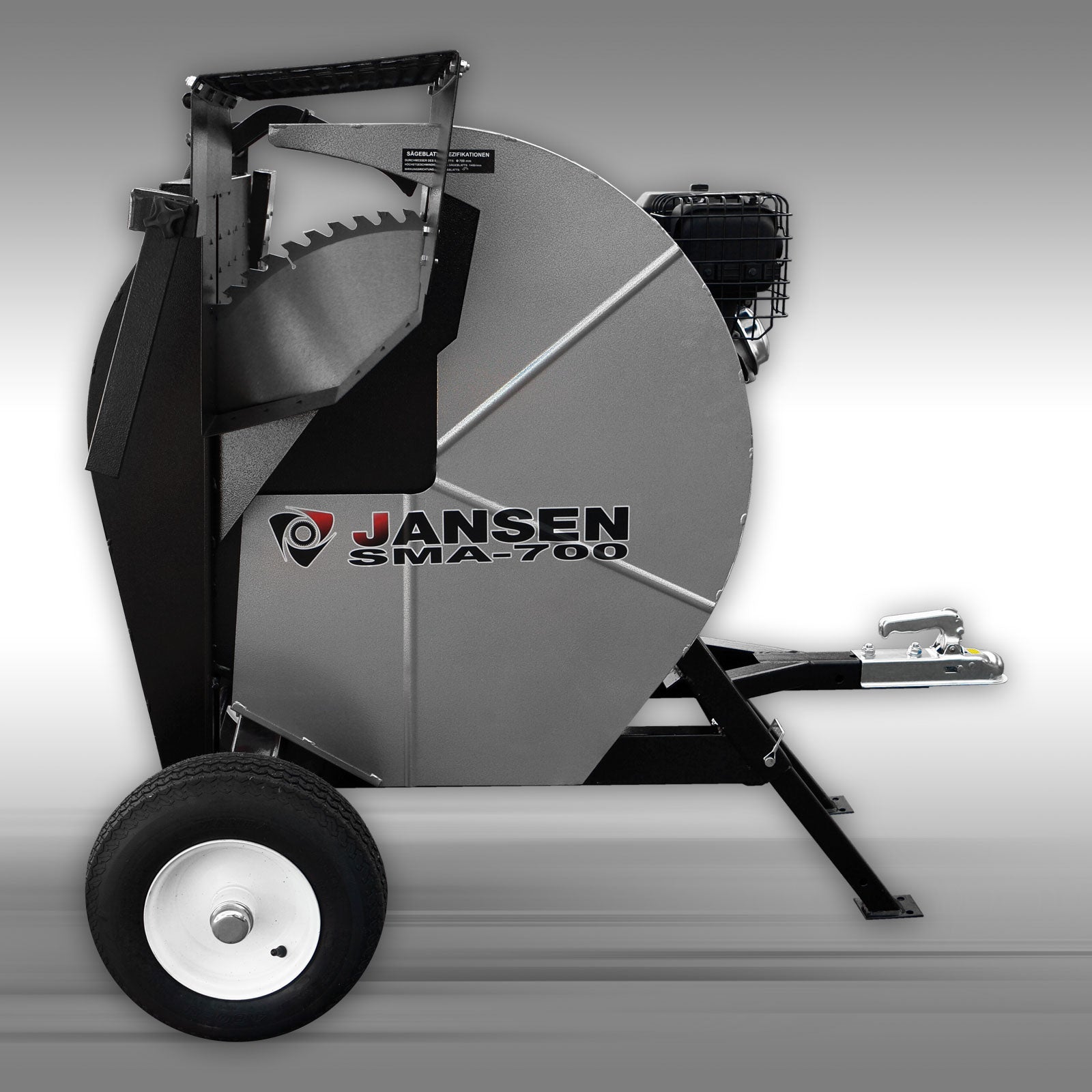 Wippsäge, Brennholzsäge Jansen SMA-700, 700 mm Blatt, Batteriestarter